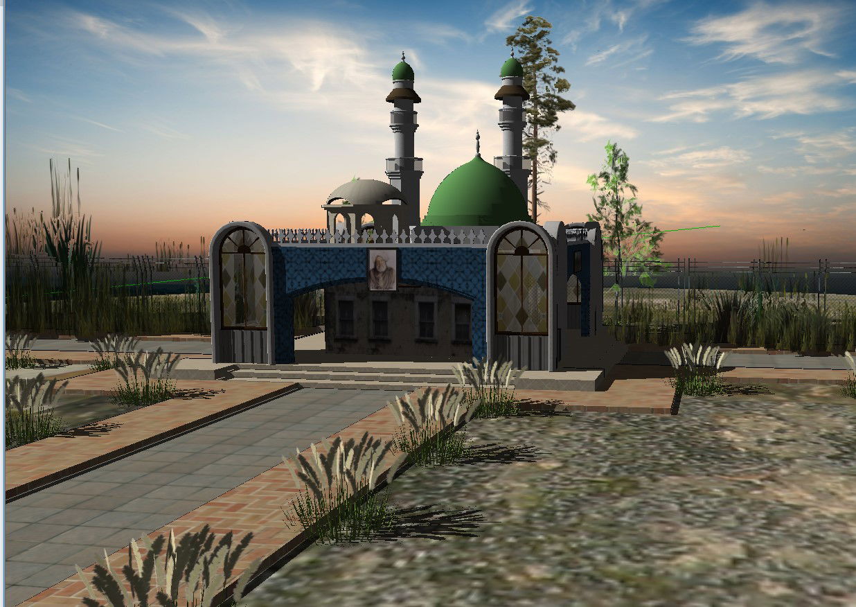 Bulle shah kasur mosque building 3d model cad drawing details skp file
