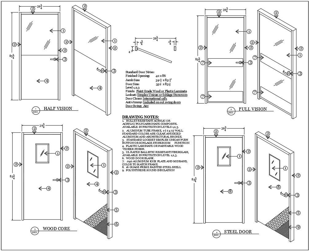 Bullet-Resistant Door Design & Detail DWG Drawing | Cadbull