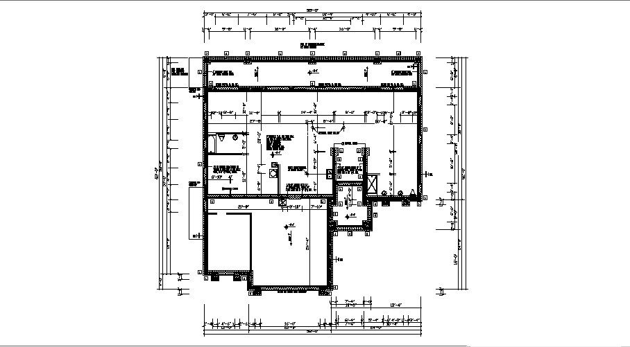 Bungalow 58' x 62' with detail dimension in dwg file