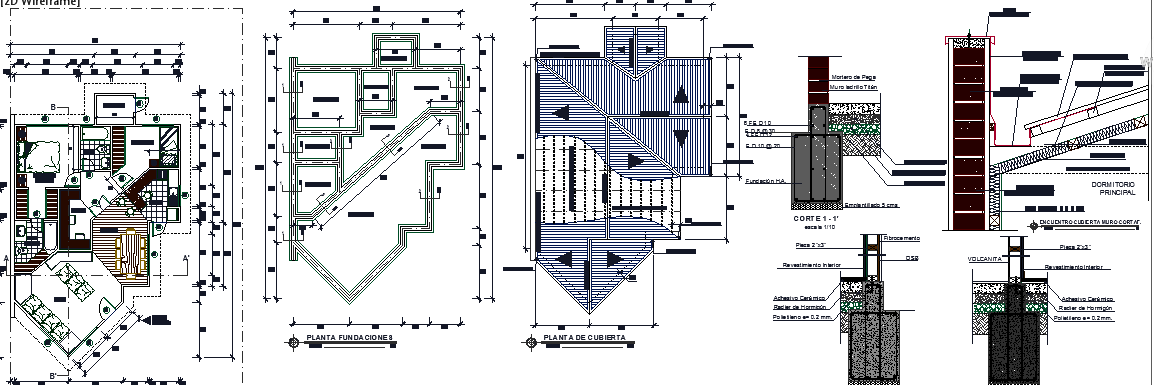 Bungalow Construction and Structure Details dwg file