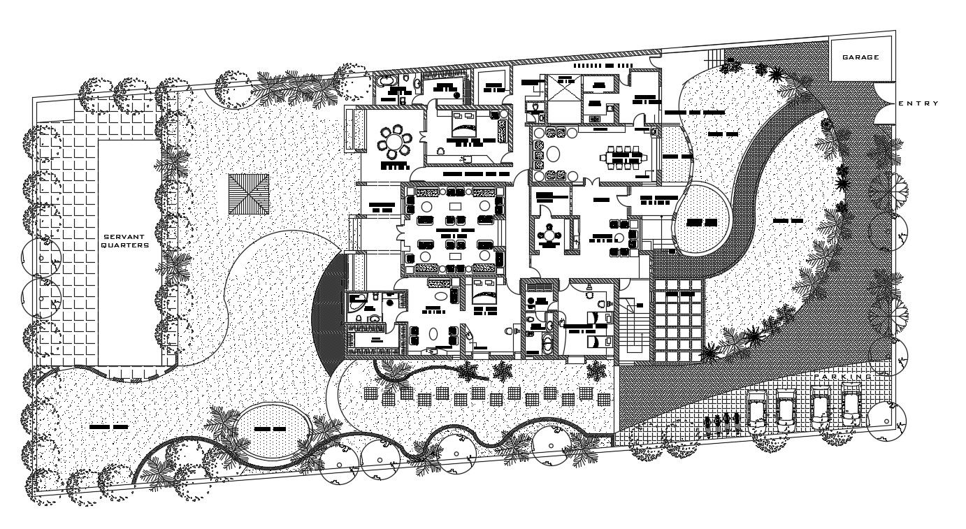 Bungalow Design Furniture Layout AutoCAD Architecture Plan