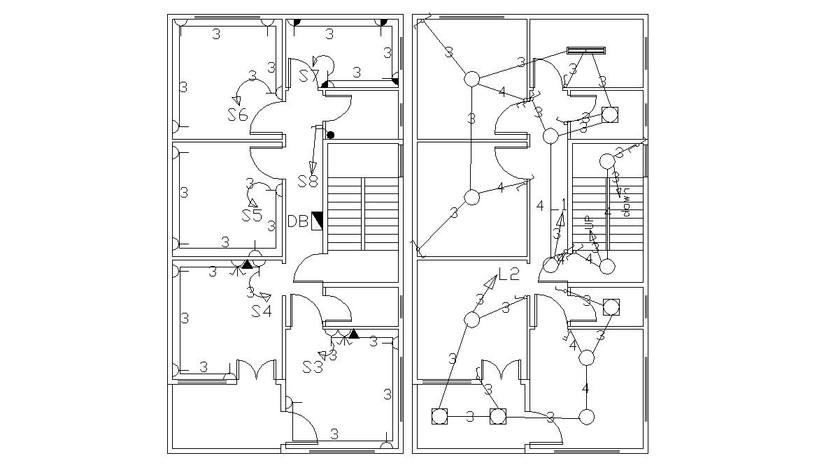 Bungalow Electrical Plan AutoCAD Drawing Free Download