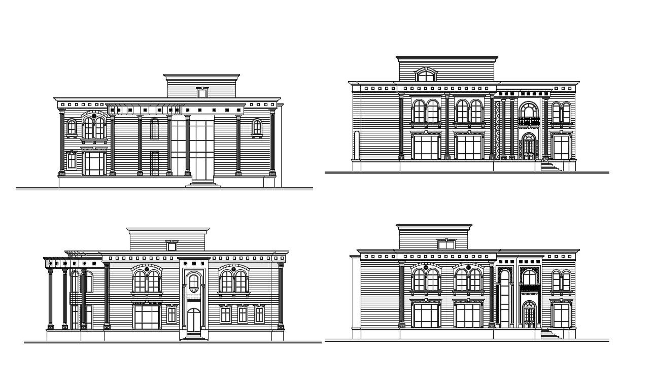 Bungalow Elevation Design AutoCAD File Free Download