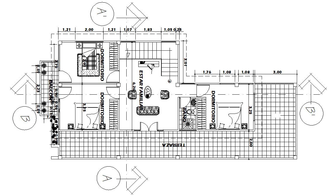 Bungalow First Floor Plan AutoCAD Drawing
