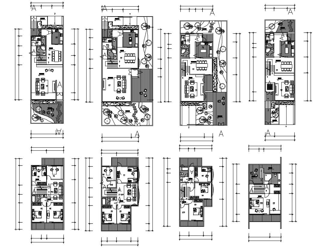 Bungalow Furniture Layout AutoCAD Plan