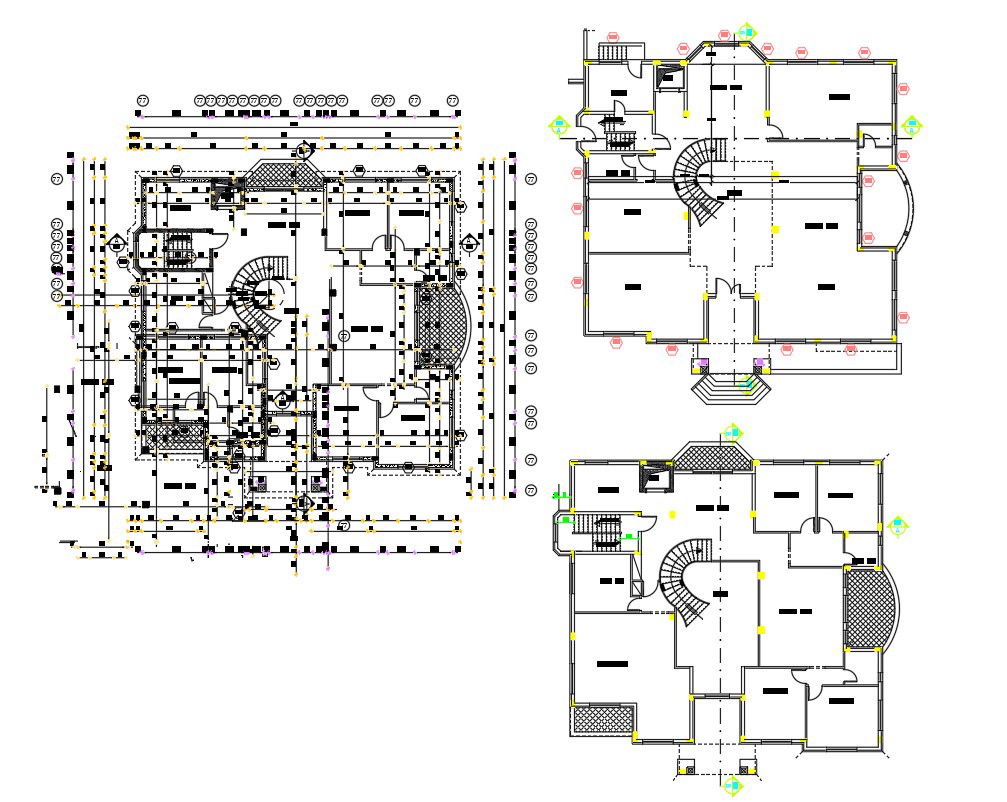 Bungalow House Floor Plan AutoCAD Drawing
