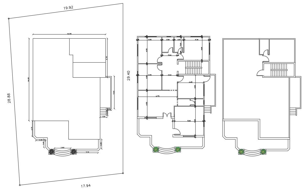 Bungalow House Layout Plan AutoCAD Drawing