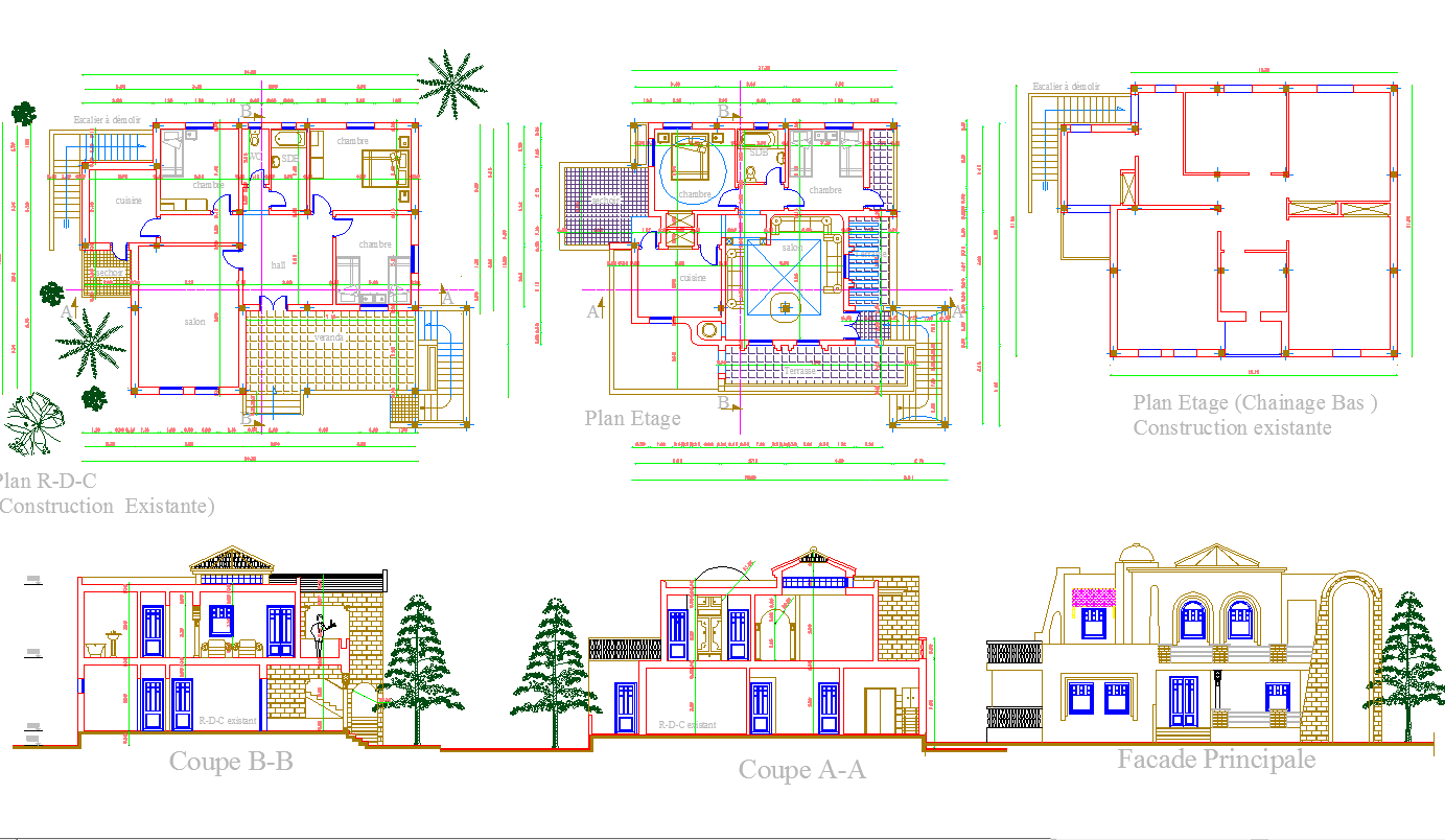 Bungalow Layout plan and elevation design