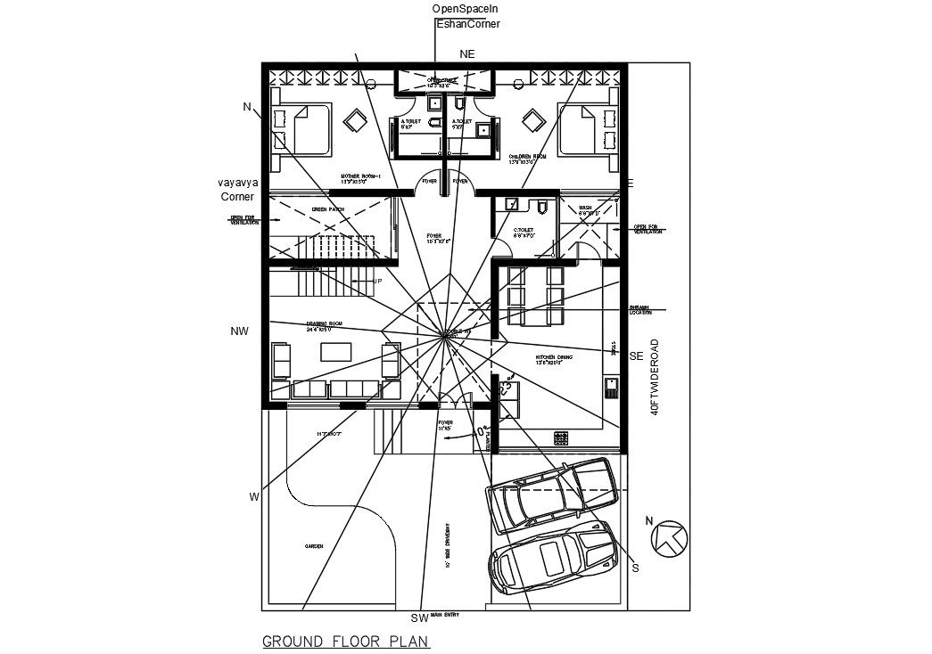 Bungalow Plan As Per Vastu Architectural Design CAD File