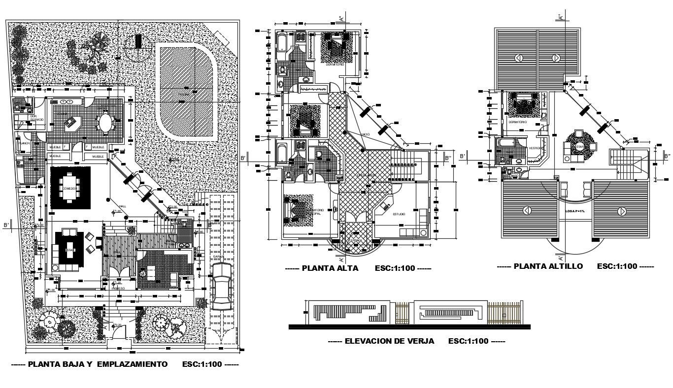 Bungalow Plan CAD Drawing Download