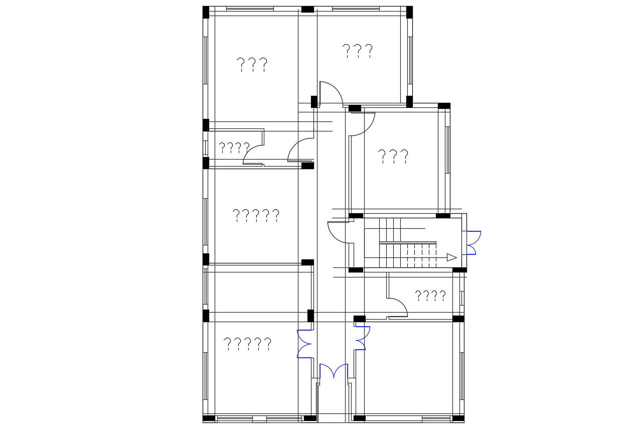 Bungalow Planning With Structure Column Design AutoCAD