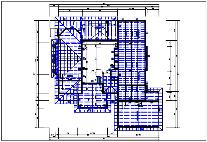 Bungalow Residential house & roof projection plan detail dwg file