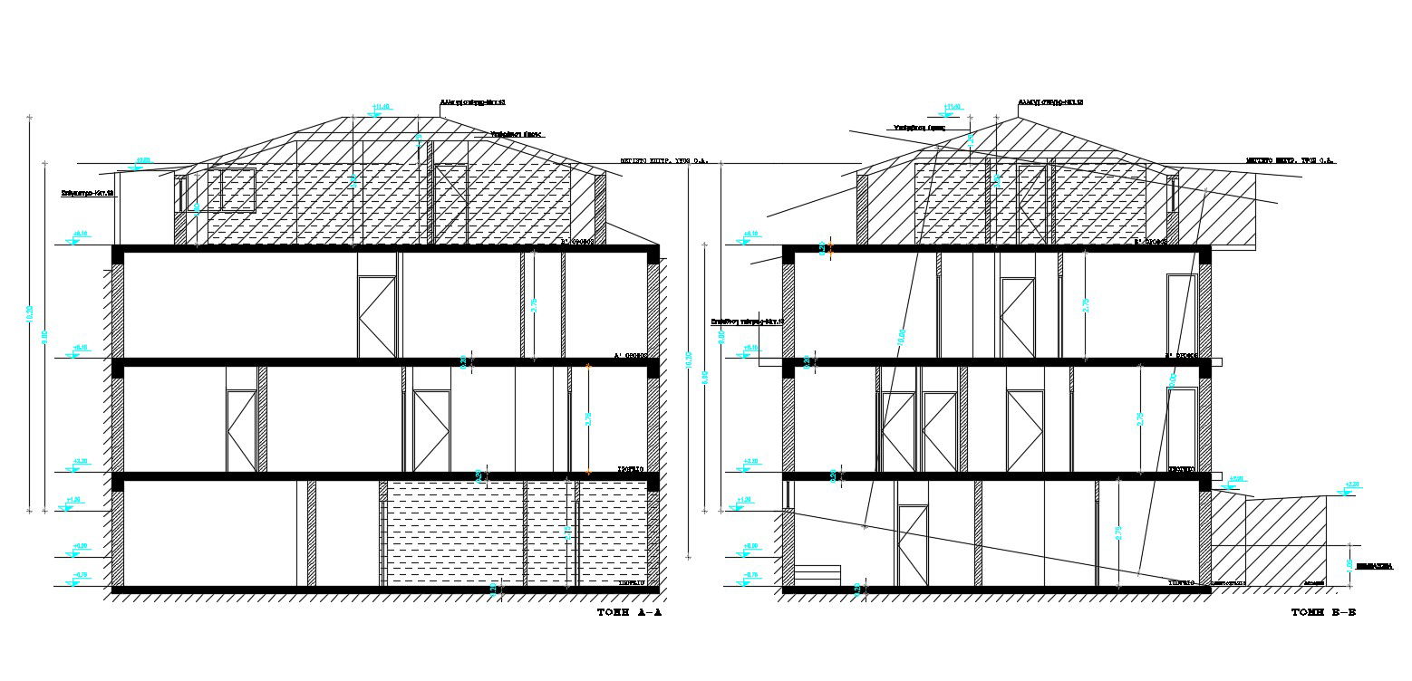 Bungalow Section Cut CAD Drawing 