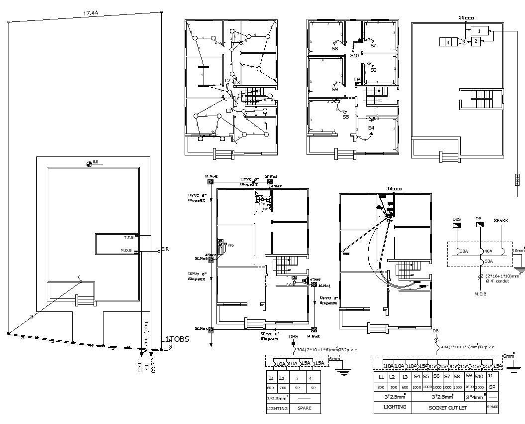 Bungalow Site Demarcation And Plumbing Electrical Design