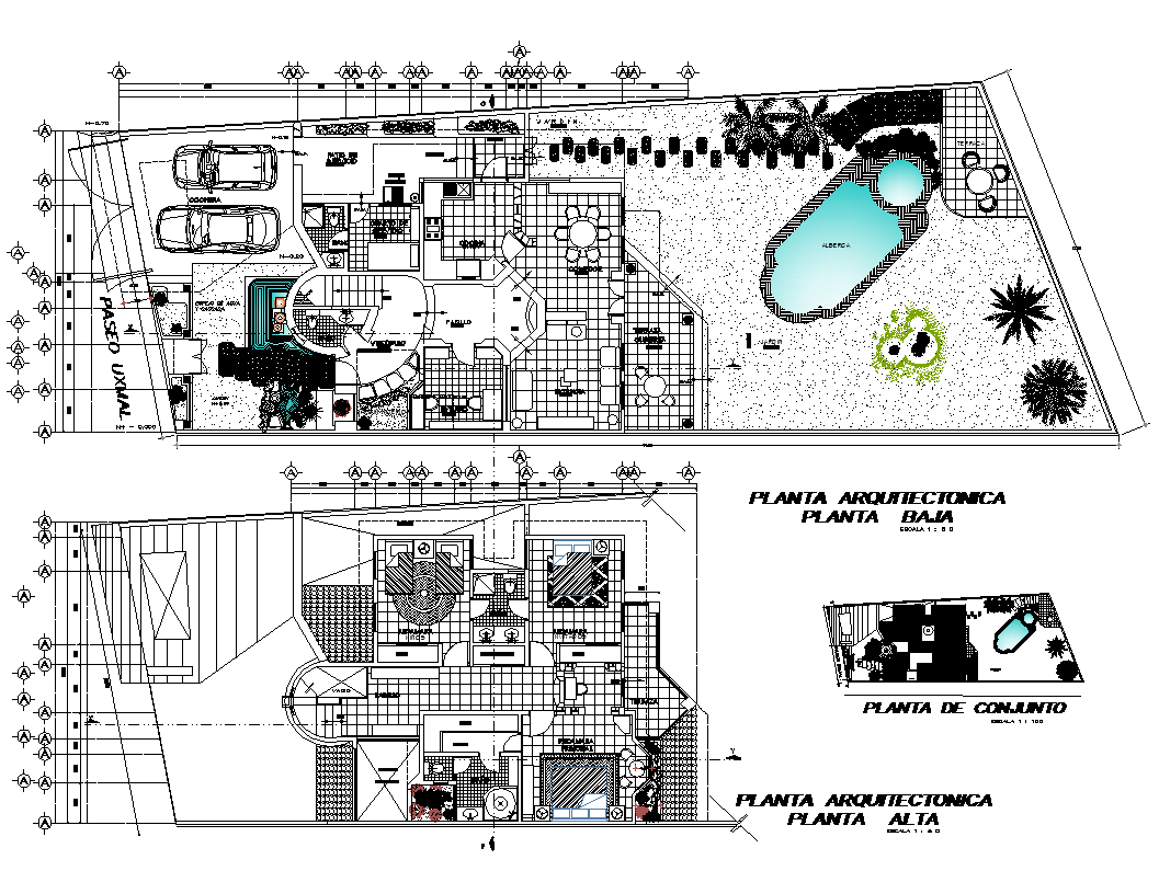 Bungalow building structure detail plan 2d view layout file