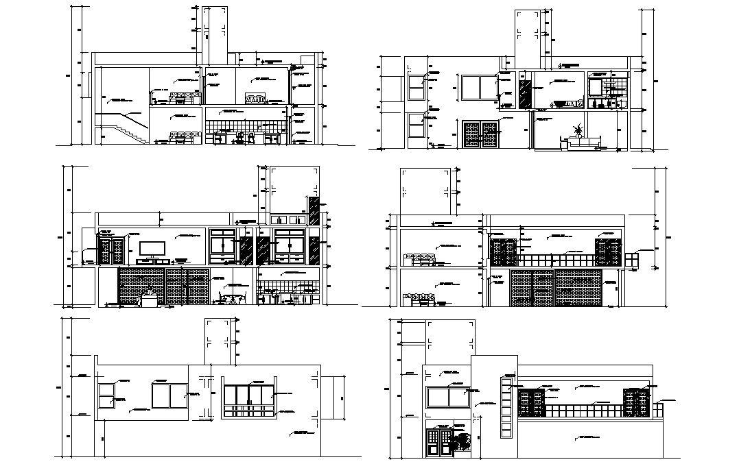 Bungalow design Architecture Elevation and Section CAD file