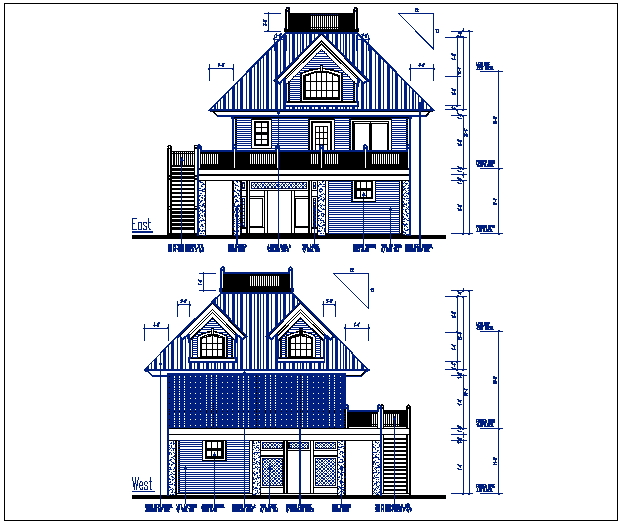 Bungalow elevation detail dwg files