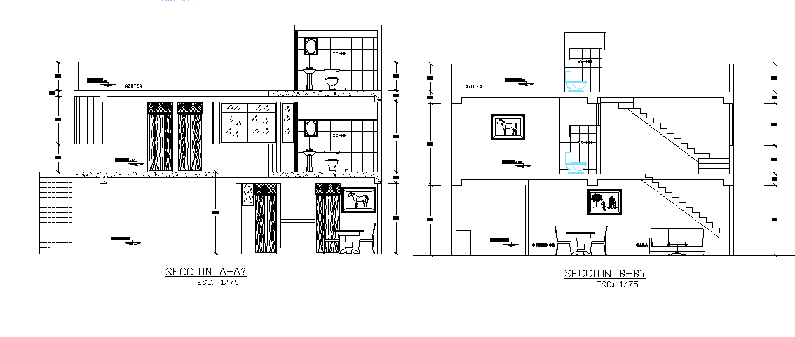 Bungalow elevation dwg file
