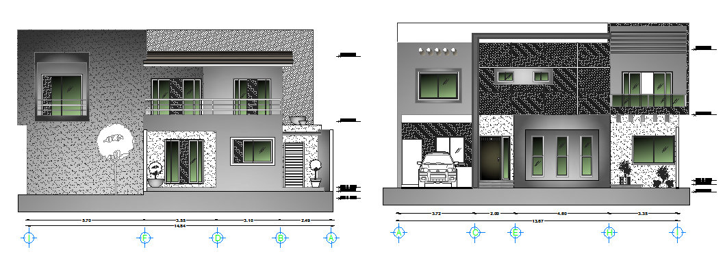 Bungalow elevation dwg file