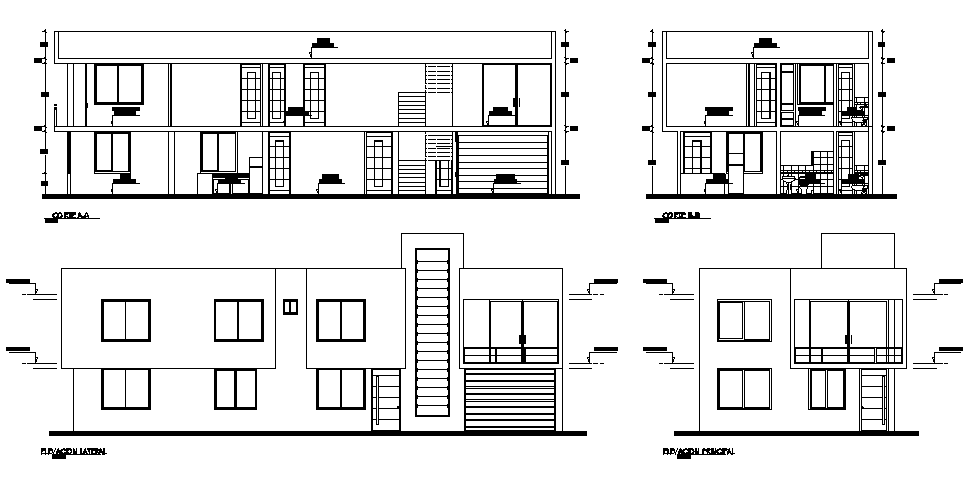 Bungalow elevation dwg file