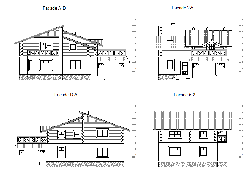 Bungalow elevation dwg file