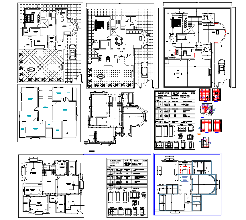 Bungalow floor plan detail and section view detail dwg file