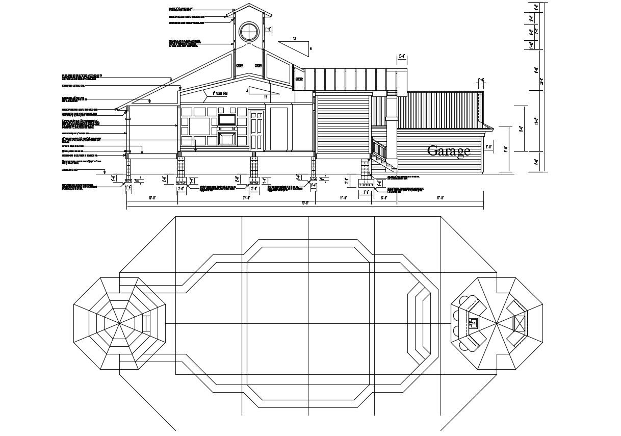 Bungalow house Section Design File Download