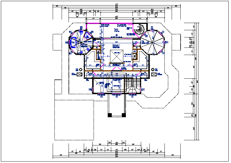 Bungalow house plan view detail dwg file