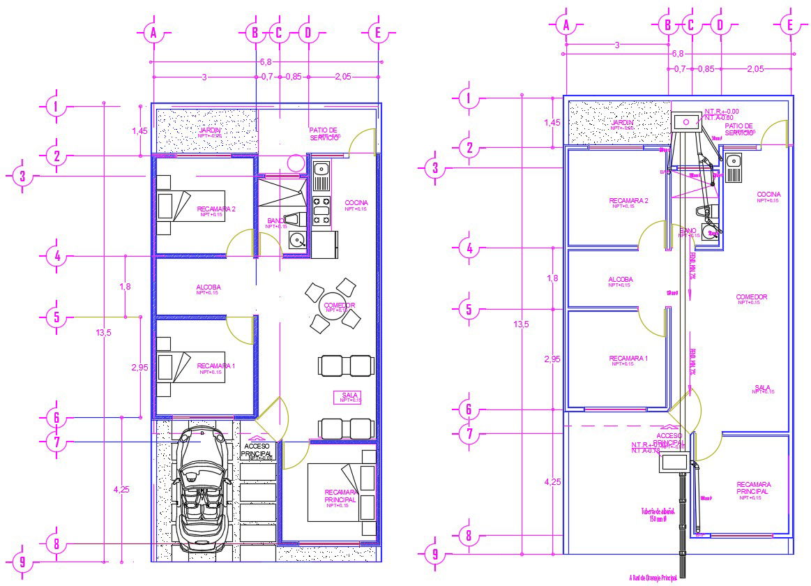 Bungalow plan AutoCAD design