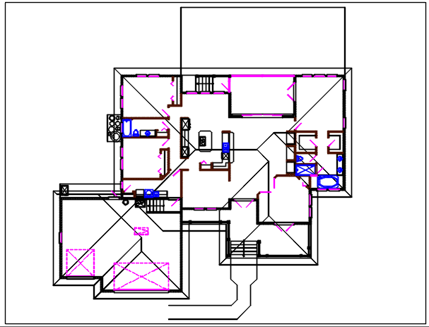 Bungalow plan details dwg files