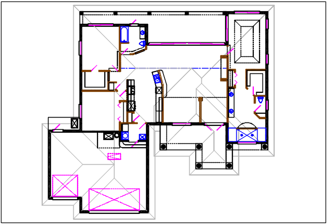 Bungalow plan details dwg files
