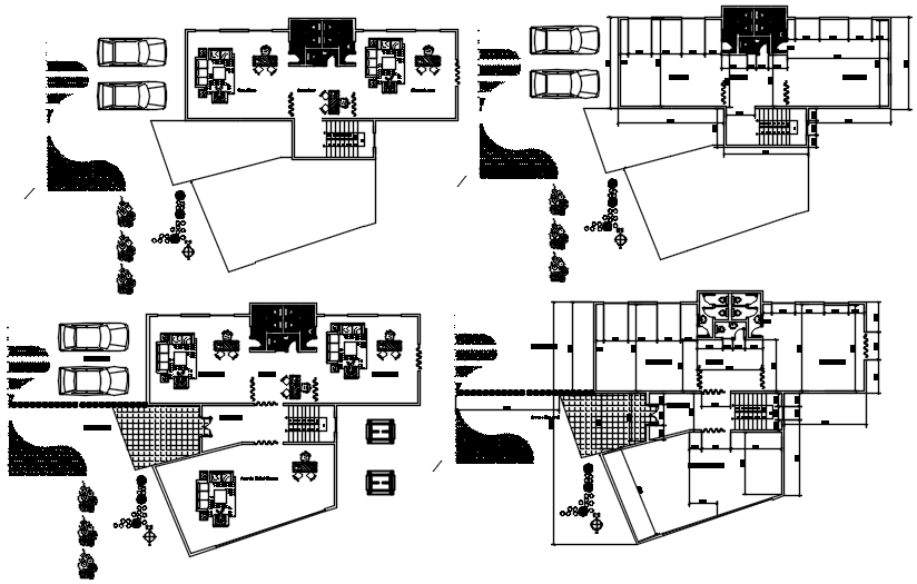 Bungalow plan with detail dimension in dwg file 