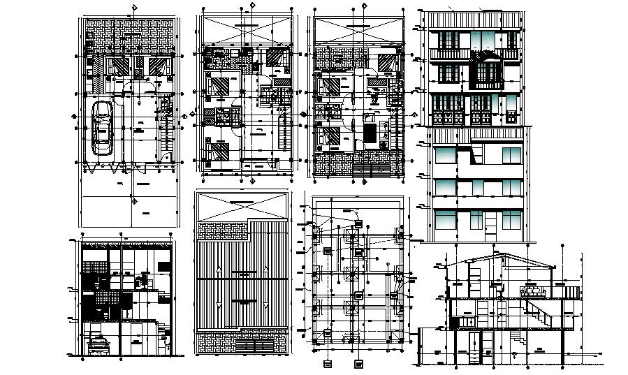 Bungalow Elevation Drawing In AutoCAD File