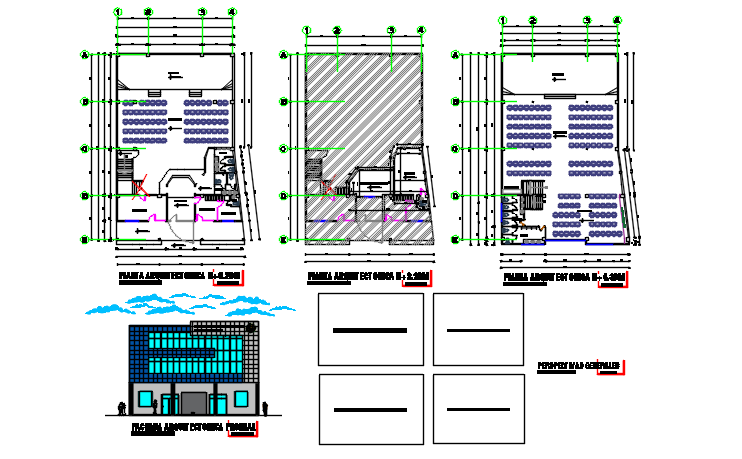 Bungalow working plan and elevation plan detail dwg file