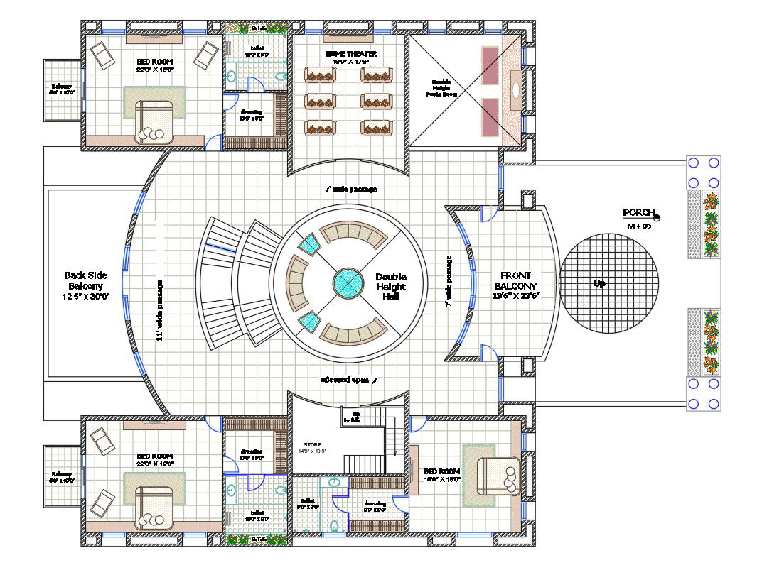Bungalow Architecture Plan AutoCAD Drawing Download DWG File