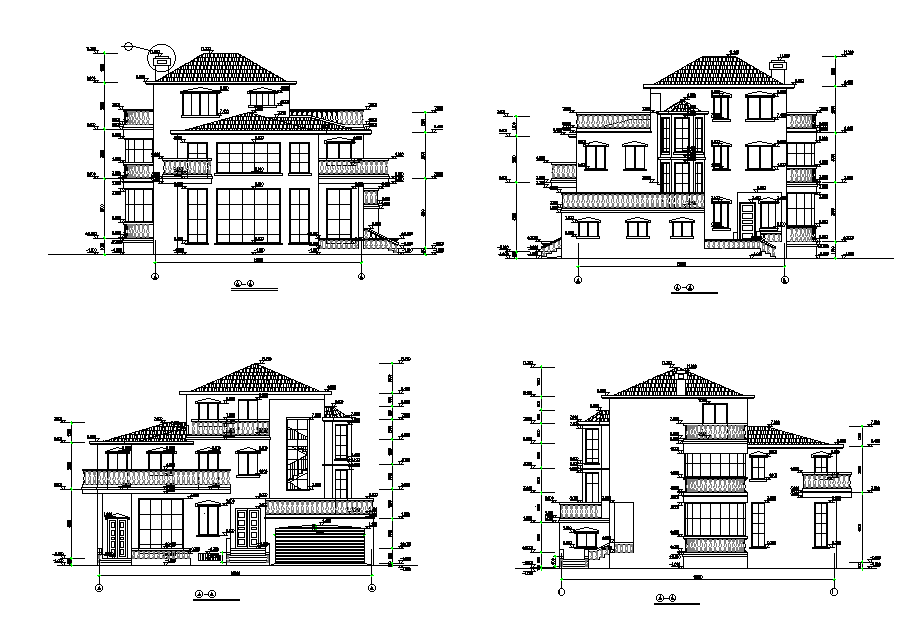 Bungalow Building Elevation Design Download DWG File