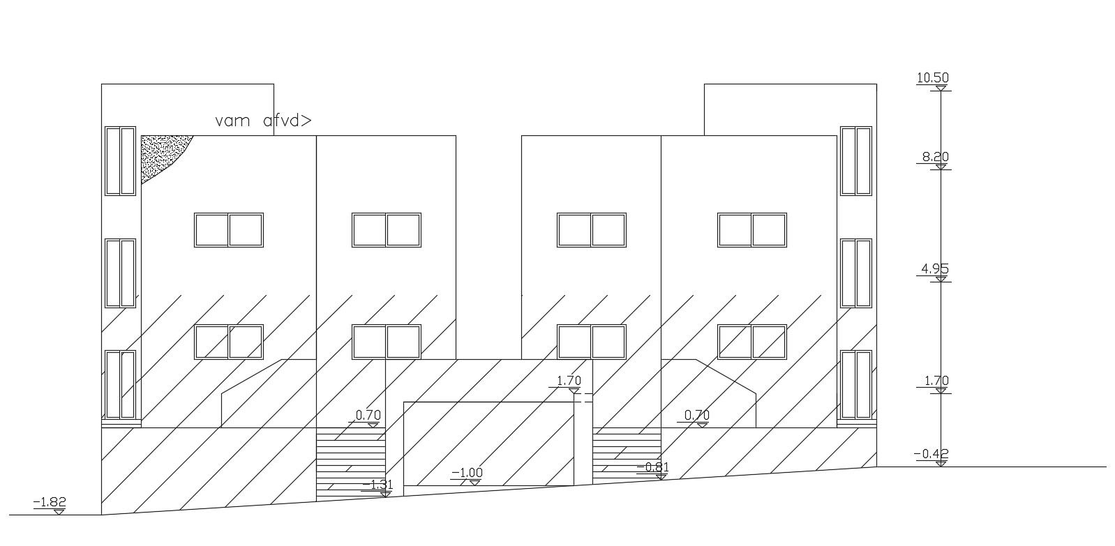 Bungalow Building Front Elevation Design DWG File