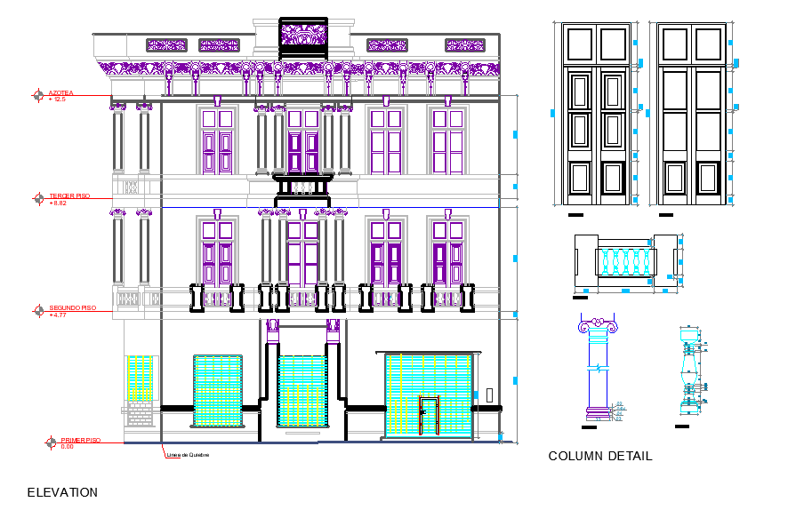 Bungalow Elevation Layout AutoCAD File