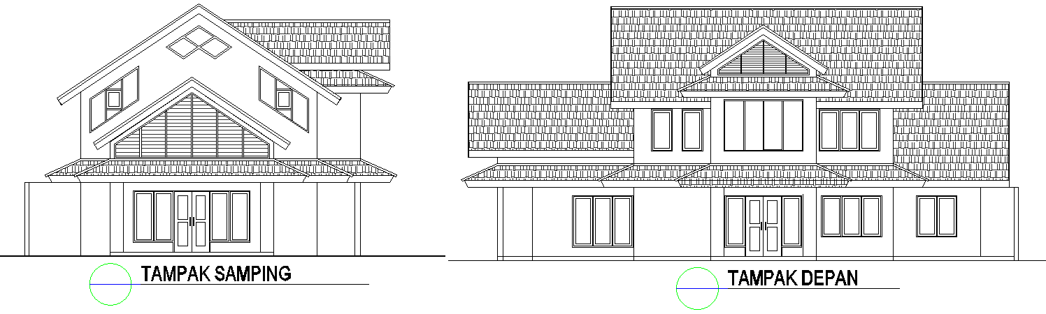 Bungalow Elevation Layout Design AutoCAD DWG File 