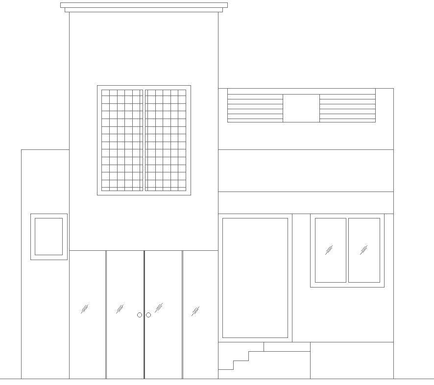 Bungalow Elevation Layout Drawing – AutoCAD DWG File