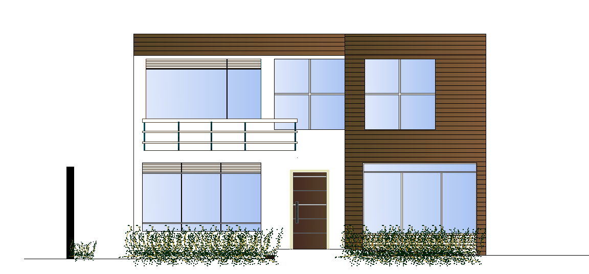 Bungalow Front Elevation DWG File.