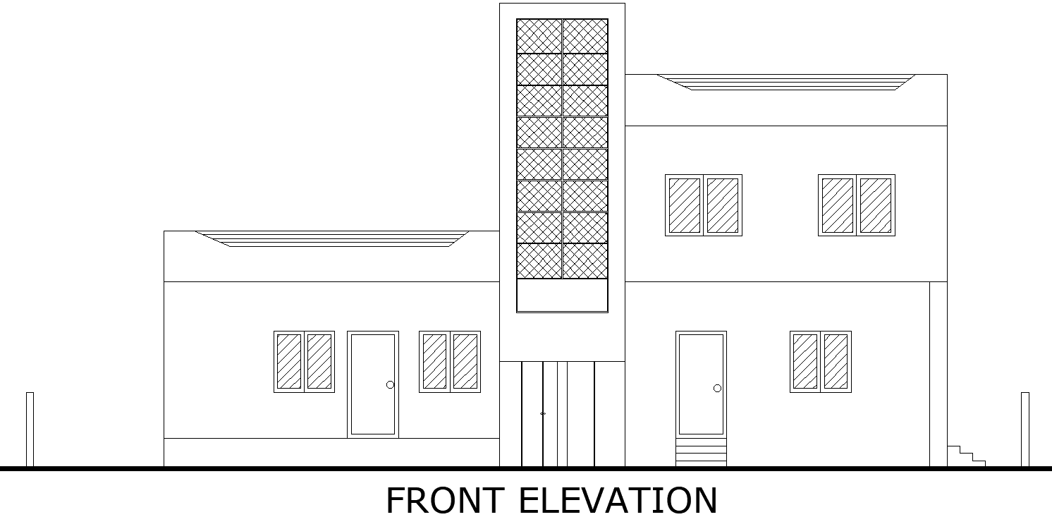 Bungalow Front Elevation Layout Design AUTOCAD DWG Download File