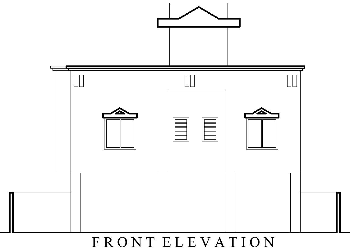 Bungalow Front Elevation Layout Design AutoCAD DWG File