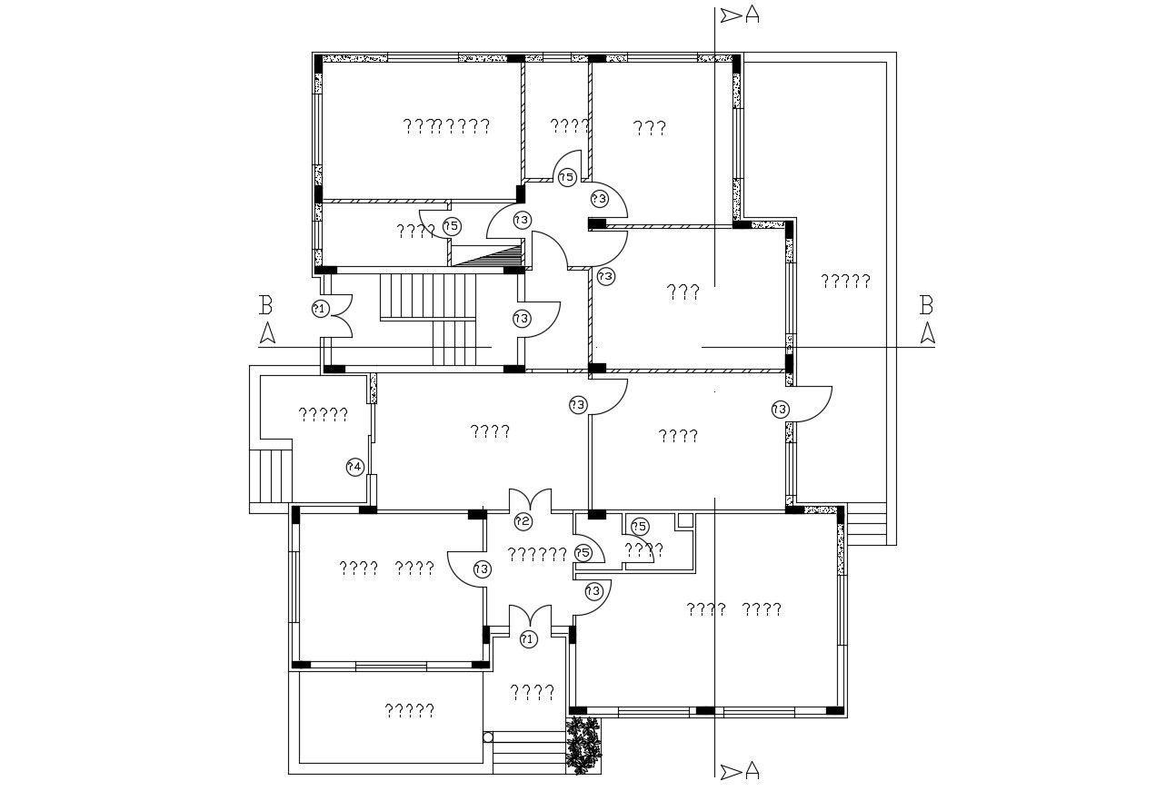Bungalow Ground Floor Plan AutoCAD File