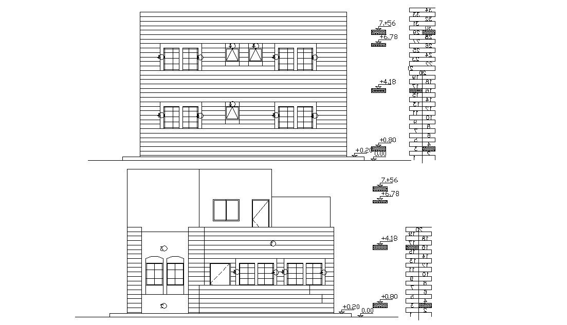 Bungalow House Elevation Layout CAD File 