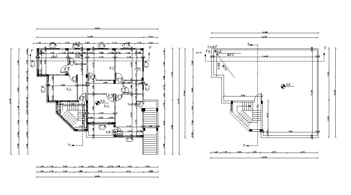 Bungalow House Floor Plan AutoCAD File