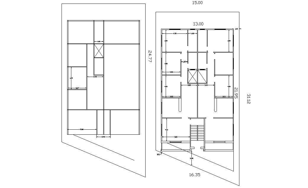 Bungalow House Floor With Dimension Plan DWG File