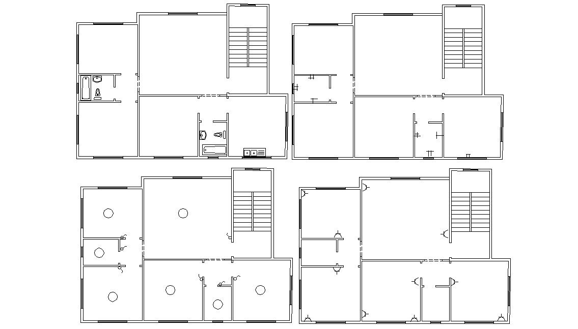 Bungalow Layout With Plumbing And Electrical Design DWG File