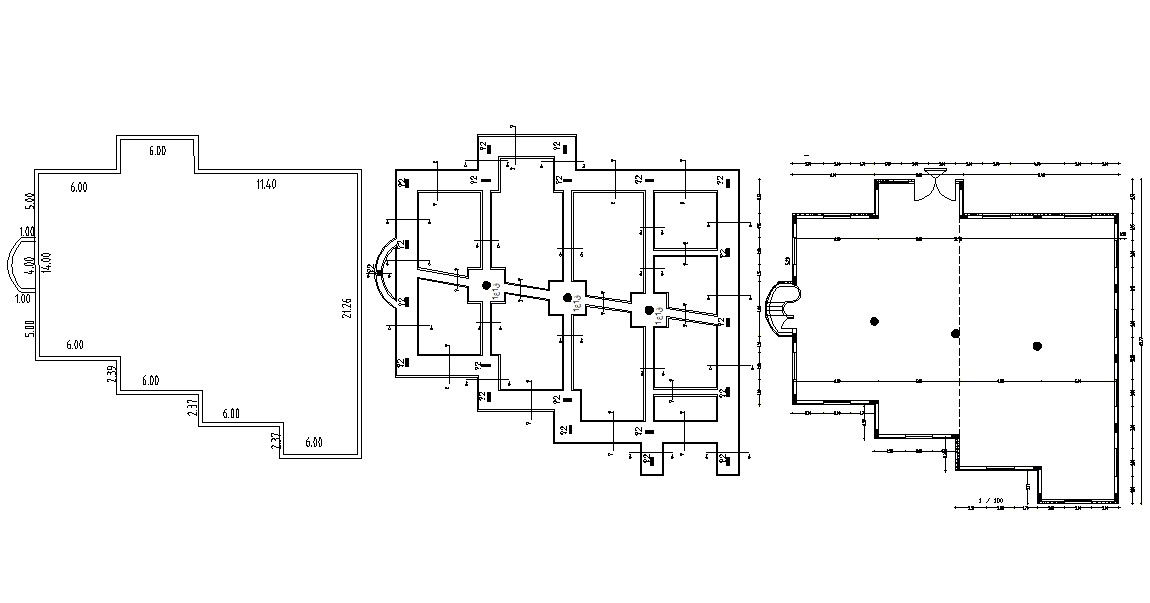 Bungalow Project Plan With Column Footing CAD Drawing