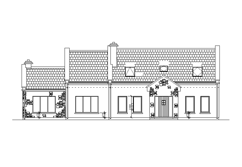 Bungalow elevation detail defined in this cad drawing file. Download the AutoCAD drawing file.